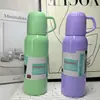 Nova Caneca Térmica de Uma Xícara com Três Tampas Cor Macaron Conjunto Caixa de Presente Copo de Água Copo para Presente de Negócios Copo Reto Transfronteiriço