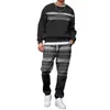 Conjunto de Moletom Masculino 2025 Primavera e Outono Transfronteiriço com Gola Redonda e Estampa, Leve e Casual, Adequado para Uso Diário