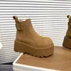 Zapatos planos estilo Birkenstock Beihuojia 8cm piel esmerilada estampado de letras plataforma de suela gruesa botas cortas de algodón para nieve para mujer