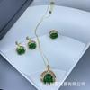 Nuevo Conjunto de Tres Piezas Guofeng Tallado a Mano Flor de Peonía de Alta Gama Incrustada con Perla Proceso Full Diamond Galvanoplastia que Conserva el Color Joyería