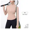 Top Fitness Yoga Outono Inverno Cinchado na Cintura Manga Longa Sensação de Segunda Pele Gola Alta Corrida Slim Fit Emagrecedor Jaqueta Esportiva para Mulheres
