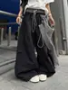Calça Casual Feminina com Bolsos Laterais e Design Único, Novo Estilo de Verão, Street Retro Versátil Comprimento Total Wide-Leg Tendência