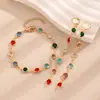 Pulseira Colar Coração Colorido Estilo Ins Europeu e Americano Liga Personalizada em Formato de Coração Pulseira Dopamina Pulseira Popular para Mulheres