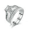 Anillo de compromiso con circonita de la marca Wish AliExpress, conjunto de anillos de pareja chapados en platino, de moda europea y americana.