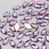 Rhinestones Acrílicos de Ojo de Caballo Color AB de 4*8 mm, Rhinestones de Fondo Plano para Decoración de Joyería, Maquillaje Facial, Pegatinas para Cejas, Materiales de Bricolaje