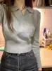 Nuevo Suéter de Punto Gris Suave y Acogedor para Mujer, Estilo Suave, Otoño/Invierno 2025, para Figuras Pequeñas