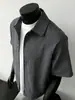Camisa de Manga Corta con Solapa de Cuadros Retro para Hombre, Verano, Diseño Holgado, Tendencia Casual Versátil, Camiseta Cárdigan Chaqueta