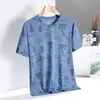 Camiseta Masculina Casual Solta de Manga Curta Fresca com Gola Redonda Top Tendência Verão Seda de Gelo Secagem Rápida Camiseta Masculina de Manga Curta