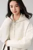 Cárdigan de punto de lana con capucha acolchada para mujer, nuevo para otoño e invierno, color liso, cierre de cremallera, textura a cuadros, chaqueta casual versátil