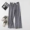 Verão novo algodão de seda calças de pijama das mulheres finas plus size soltas calças florais calças largas mulheres grávidas podem usar calças externas