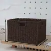 Caixa de Armazenamento Estilo Japonês, Cesta de Armazenamento para Sala de Estar e Quarto, Cesta de Armazenamento de Palha e Rattan Sintéticos, Cesta de Armazenamento para Armário de Casa