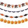 Cross-Border Hotel Escola Halloween decoração desenhos animados abóbora morcego caveira papel puxar flor puxar bandeira atacado personalizado