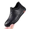 Zapatos de Algodón de Cuero Genuino para Hombre de Edad Media y Mayores de Invierno, Zapatos de Cuero Antideslizantes, Forrados de Felpa, Engrosados, Cálidos, de Suela Suave, Zapatos de Cuero de Algodón para Papá