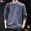 2025 Nueva Camiseta de Manga Larga para Hombre Tendencia de Otoño Versátil Ropa para Vestir por Capas Cuello Redondo Talla Grande Primavera y Otoño Elegante