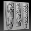 Nuevo Molde de Silicona para Uñas con Diseño Exquisito de Estilo Oscuro de Columna Vertebral Humana Tridimensional