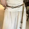 Cuerda de Cintura Tejida con Cuentas Estilo Bohemio Retro para Mujer, Cuerda de Cintura Retro Blanco Crudo con Decoraciones para Faldas y Jeans