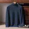 Suéter de Cachemira 100% Puro para Hombre con Cuello Alto, Engrosado para Otoño e Invierno, Cálido, Color Sólido Sencillo, Camisa Base Versátil para Negocios