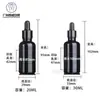 En stock venta al por mayor 5ml-100ml botella negra para aceites esenciales botella de vidrio con gotero botella de esencia botella de vidrio para subempaque de cosméticos