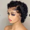 Peruca Frontal Lace Peruca Europeia e Americana Peruca Feminina Africana Pequena Cacheada Fofa Resistente a Altas Temperaturas Preto Touca Perucas