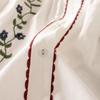 Camisa Blanca de Manga Larga con Solapa Bordada de Estilo Literario para Mujer Primavera Plisada de Órgano Holgada Casual Combinable Top para Mujer