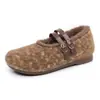 Outono e Inverno Novos Mocassins de Veludo Espesso Quente de Corte Baixo Sapatos de Algodão para Mulheres Solado Macio Antiderrapante Confortável Tira com Fivela Sapatos de Pelo para Mulheres
