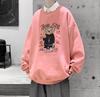 Outono e inverno marca de moda em torno do pescoço camisola dos homens urso Moda Hong Kong estilo solto all-match top fleece-lined casaco de moda engrossado