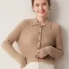 Novo Cardigã de Malha 100% Caxemira para Outono/Inverno, de Botão Único, Manga Longa, Ponto Trançado, Suéter Versátil