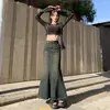 Saia Jeans Vintage Feminina Primavera e Outono 2024 Nova Cintura Alta Emagrecedora Comprimento Médio Caída no Quadril Saia Cauda de Peixe