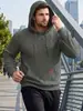 Sudadera con capucha para hombre transfronteriza, Amazon primavera/otoño jacquard texturizado de manga larga con bolsillo canguro etiqueta de cuero cordón sudadera casual