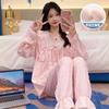 Pijama Feminino Primavera e Outono 2024 Novo Fio de Algodão Nuvem Calça de Manga Longa Doce Bonito Outono/Inverno Roupa de Casa terno