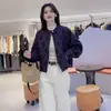 Venda Direta de Fábrica Outono 2025 Versão Coreana Versátil Emagrecedor Casual Design Solto Gola Alta Xadrez Diamante Jaqueta Curta Casaco Feminino