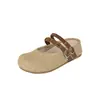 Sandalias de lino para mujer con suelas gruesas para aumentar la altura, perfectas para el verano con faldas, zapatos slip-on súper elegantes con punta cerrada y diseño sin talón
