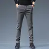 Roupas Masculinas Shanggu: Calça casual masculina de cor sólida para comércio exterior, elástica, slim fit, perna reta, calça business casual, para comércio transfronteiriço