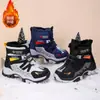 Crampones de Hielo para Niños Botas de Nieve Niños Invierno Acolchado de Terciopelo Grueso Zapatos de Algodón Impermeables Antideslizantes Niñas Cálidos del Noreste Botas Grandes de Algodón