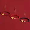Pulsera Tejida de Hilo Rojo Flor de Durazno para Mujer, Pulsera de Flores Versátil para Hombre, Pareja, Mejor Amigo, Regalo de Joyería para Estudiantes
