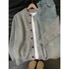 Cardigan de tricô retrô com botões color-blocking para homens e mulheres sensação de alta qualidade gola redonda suéter estilo preguiçoso jaqueta de tricô cleanfit