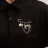 Moda Retro Transfronteriza Europea y Americana Metal Estrella de Cinco Puntas Perla Artificial Letra Broche Personalizado Versátil Pin Accesorio