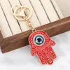 Chaveiro de Mão de Fátima Cravejado de Diamantes Mais Vendido Transfronteiriço, Pingente Criativo de Olho do Diabo para Bolsa, Porta-Chaves de Carro