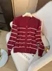 Cárdigan de punto de manga larga a rayas con bloques de color y cuello redondo estilo coreano para mujer, nueva chaqueta superior casual ajustada para otoño de 2026