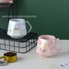Caneca Cerâmica Padrão Mármore Estilo Europeu, Caneca Lembrança de Casamento Formato Diamante, Copo d'Água com Logo Impresso