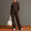 2026 moda europea y americana transfronteriza nueva sudadera con cárdigan de color liso con cuello alto y conjunto de pantalones de pierna ancha para tiendas online independientes
