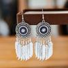 Pendientes Miao de plata de imitación étnica, atracciones turísticas, pendientes de flores bohemias, pendientes largos con borlas, venta al por mayor