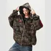Moletom Cardigan Camuflado Americano High Street Transfronteiriço para Homens e Mulheres Casais Primavera Retro Tendência Marca Solto Casual Jaqueta com Capuz
