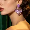 Brincos de Tarraxa Roxo Romântico da Idade Média Femininos Brincos Geométricos de Alta Qualidade 2025 Novos Brincos Elegantes com Flor Francesa para Mulheres