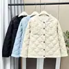 Casaco Leve de Algodão 100kg Plus Size Outono e Inverno Moda Coreana Estilo Pequeno Cheiro Jaqueta Sem Gola Quente Cardigan 8664