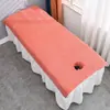 Toalla gruesa especializada para cama de masaje de salón de belleza con agujero, funda de almohada y almohadilla facial
