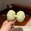 Pinza para el pelo de algodón con diseño floral tridimensional estilo coreano, con accesorio de lazo grande, pinza lateral para niñas y estudiantes