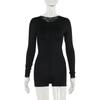 Jy24314 Macacão Longo com Zíper Profundo em V Estilo Europeu e Americano para Mulheres, Bodycon Justo Bodysuit Hot Girl