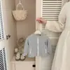 Jaqueta de Tricô com Gola Alta para Bebês na Primavera e Outono, Cardigã Soltinho com Manga Raglan e Zíper para Meninas, Blusa de Passeio para Bebê Menina