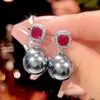 2025 Nuevo Zhuangshengsheng Joyería Base de Cobre Chapado en Oro Corindón Rojo Perla Gris Set Premium para Mujer 14-12m